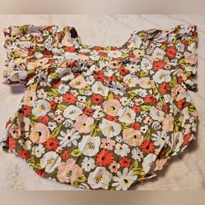 Girls Floral Shirt | XS | 4-5 | Dressy | Rayon | Flowy | Spring | Summer